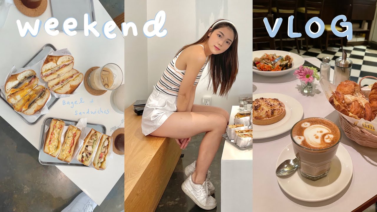 周末Vlog ☕️   全白咖啡厅 • 法式面包店杂志拍摄 • 🥯  | Bershka Haul ✨👙