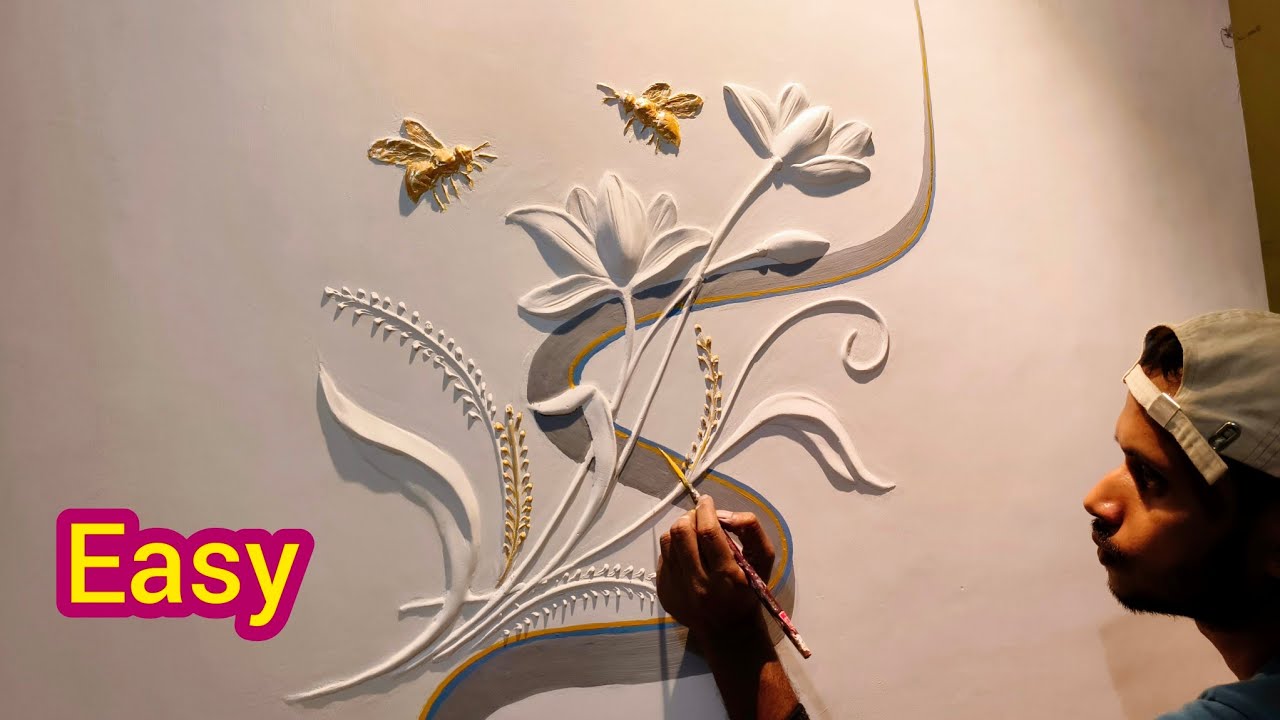 Golden Flower & Bee 3D Wall Art | Home Decor Idea |