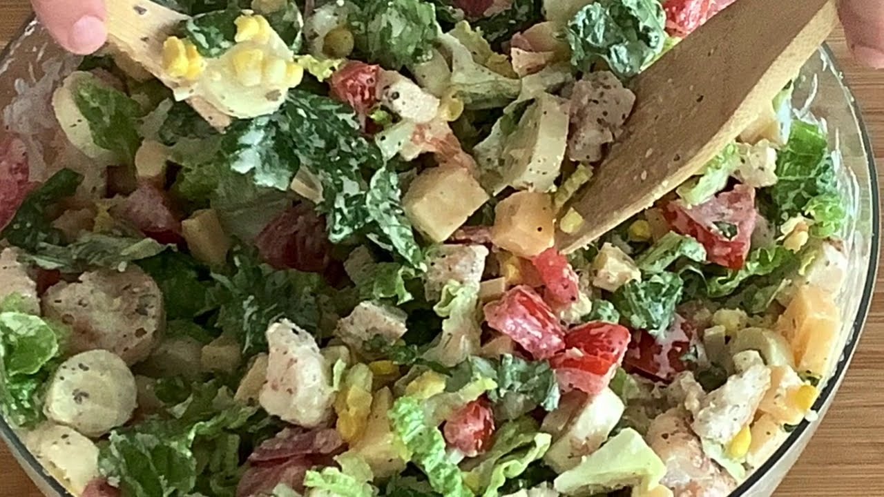 The Best Chicken Shrimp Salad with Homemade Mediterranean Dressing