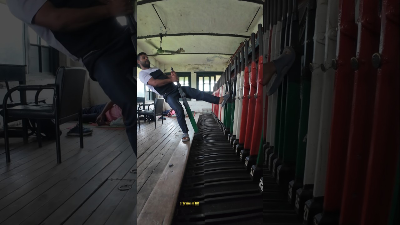 Interlock track switching from cabin room. #cabin #track #switch #railline #shorts