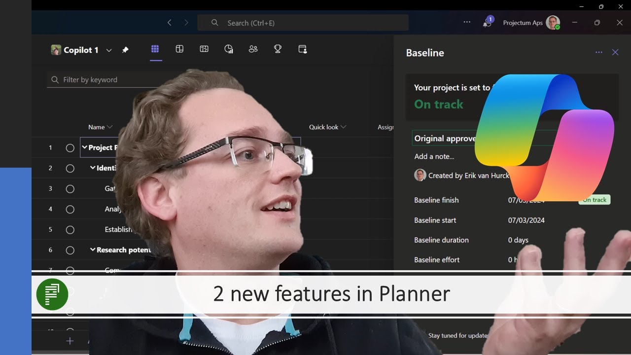 Baseline and Microsoft Copilot in Planner