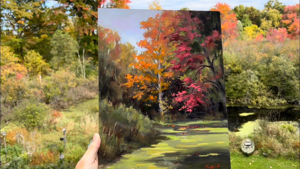 Plein Air Oil Painting Michigan Fall Color Full Demo Step By Step With Studio Tamera