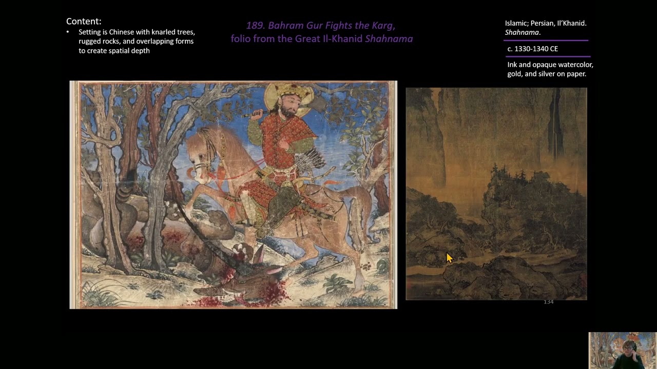 189  Bahram Gur Fights the Karg, folio from the Great Il Khanid Shahnama