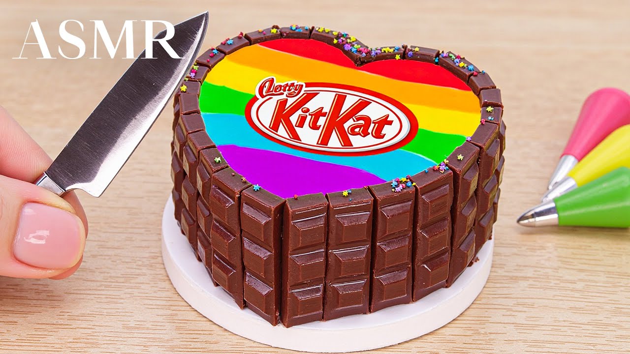Rainbow KITKAT Heart Cake🌈Best Miniature Chocolate Cake Decorating