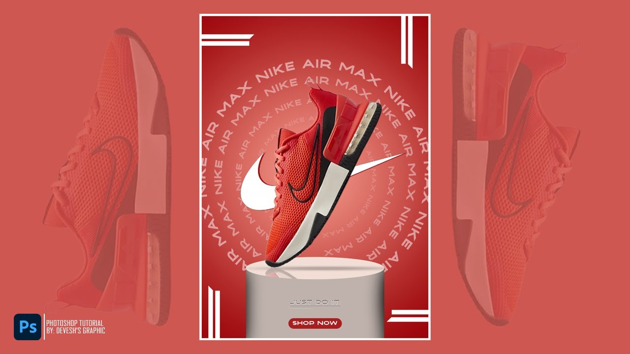 Nike Sneakers Shoe Poster Design in Photoshop