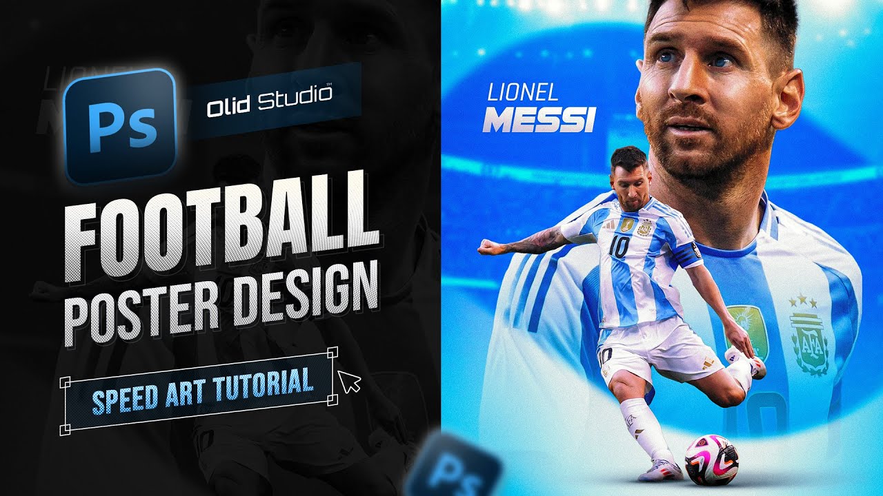 Lionel Messi - Argentina | Football Player Poster Design in Photoshop