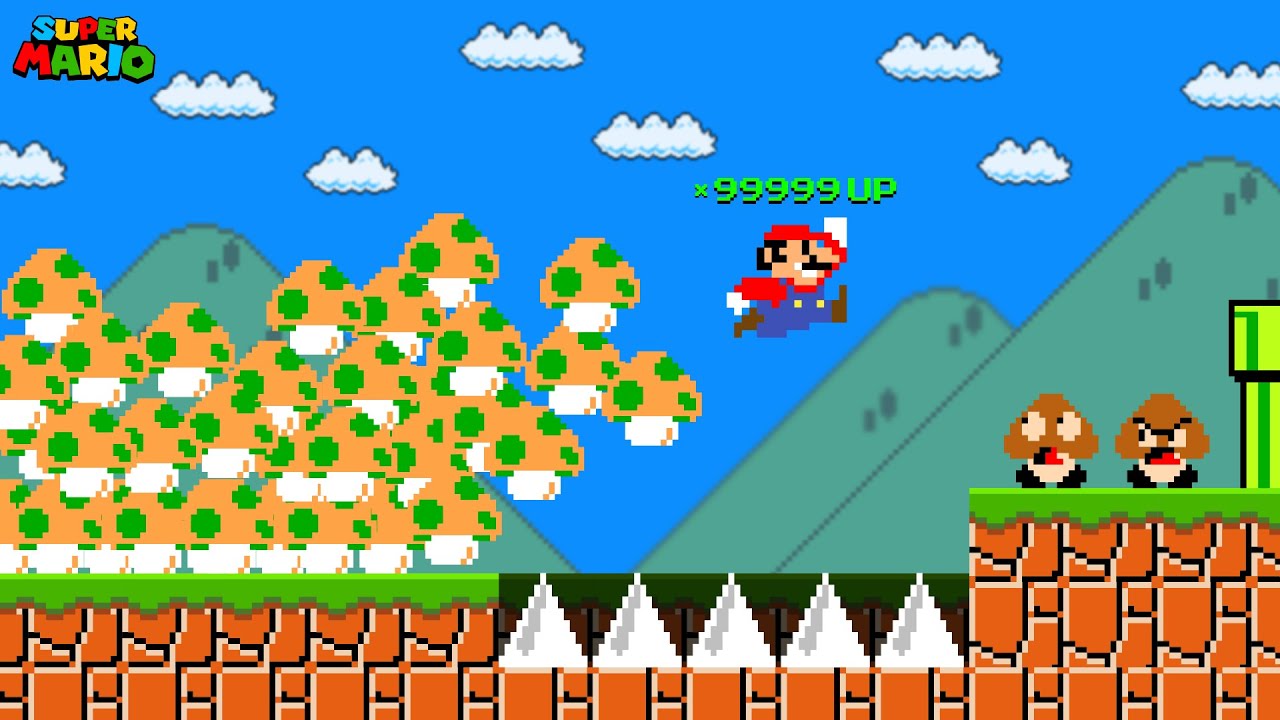Super Mario Bros., but Every Time Mario Jumps, 1-Up Mushroom Appears