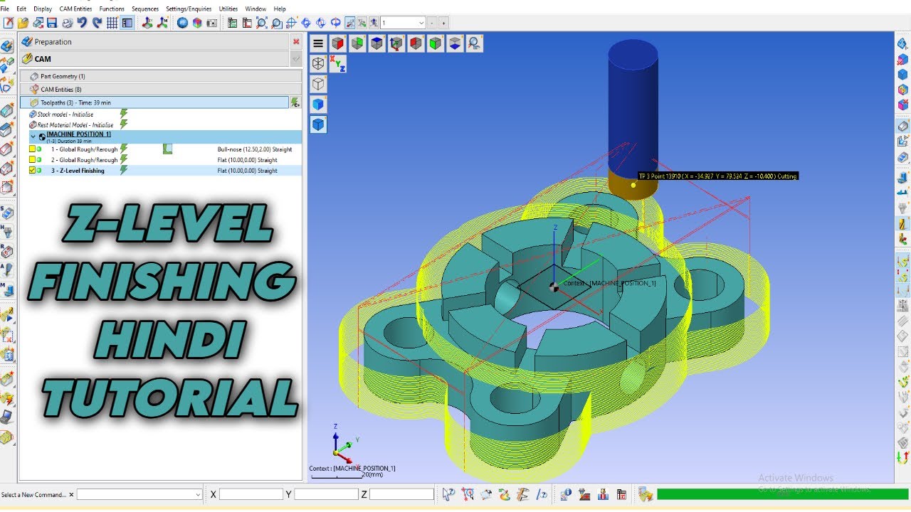 WORKNC TUTORIAL  IN HINDI Z-LEVEL FINISHING #solidworks #cadcam #worknc #cncmachine