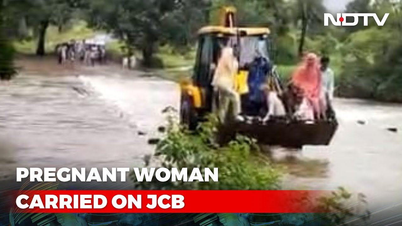 Watch: Pregnant Woman Carried On JCB In Flood-Hit Madhya Pradesh District