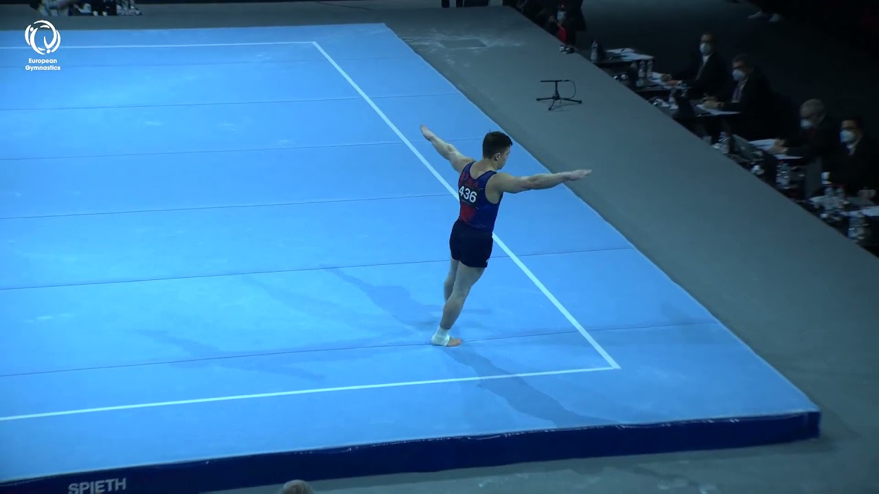 (体操新技)　床の後方屈伸３回宙返り（ニキータ・ナゴルニー選手：ロシア）2021年ヨーロッパ選手権【器械体操：床】