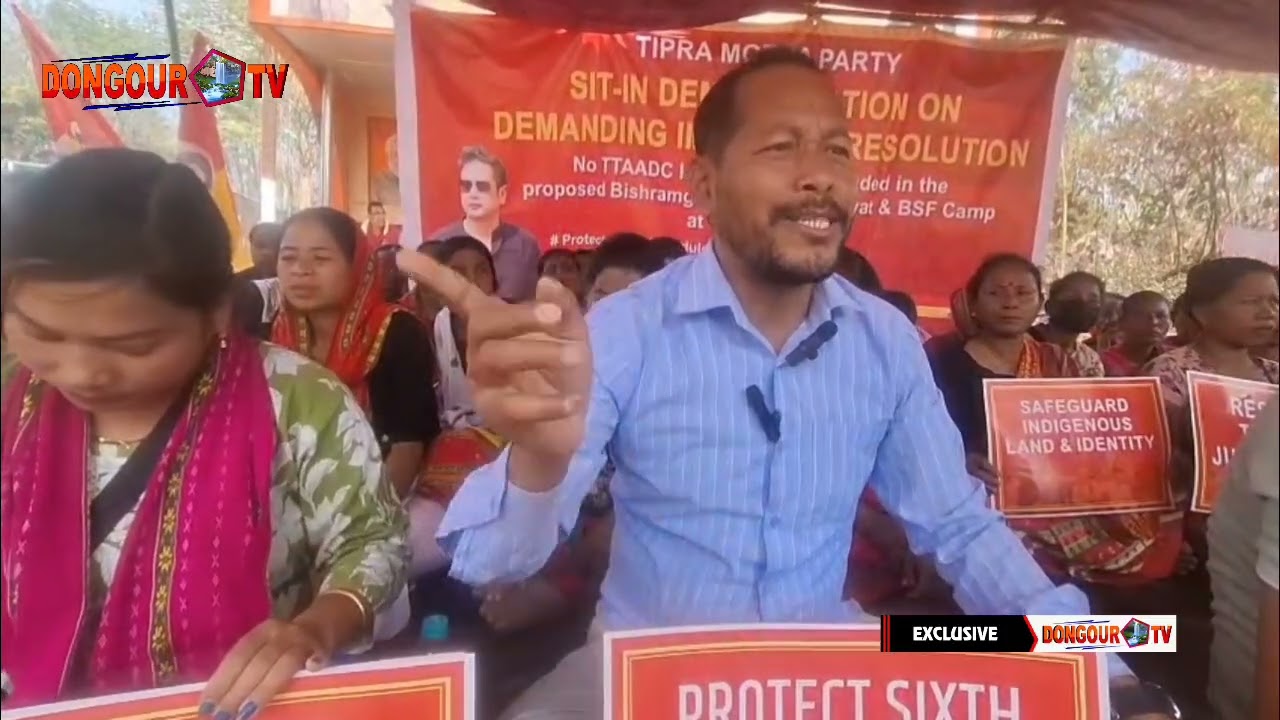 Amprit Debbarma BJP Bodol ni Kokno phirokha SIT in Demonstration o Achuk thani