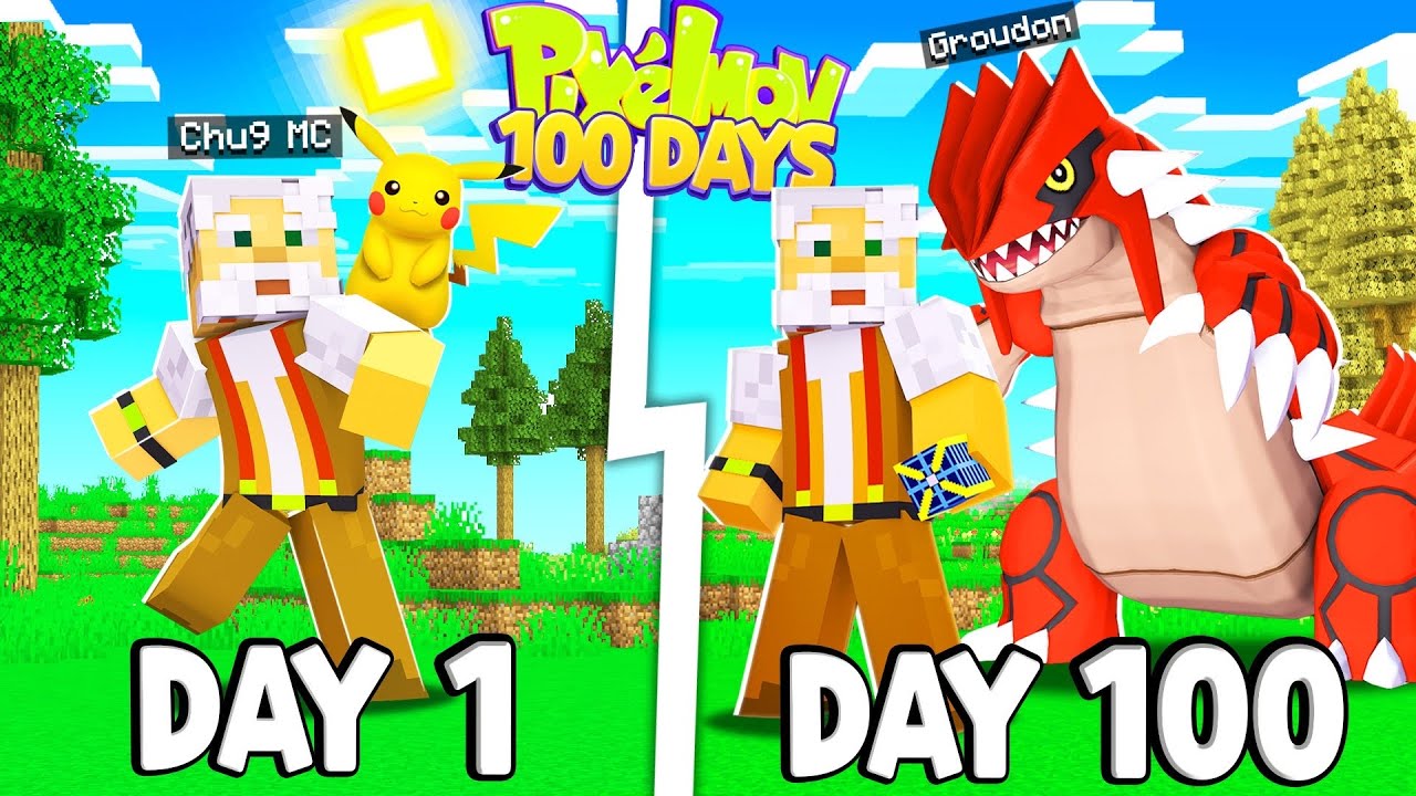 T&oacute;m tắt 100 Ng&agrave;y Minecraft Pixelmon Sinh Tồn Si&ecirc;u Kh&oacute; T&ocirc;i Bắt Pokemon Huyền Thoại Thời Tiết !!