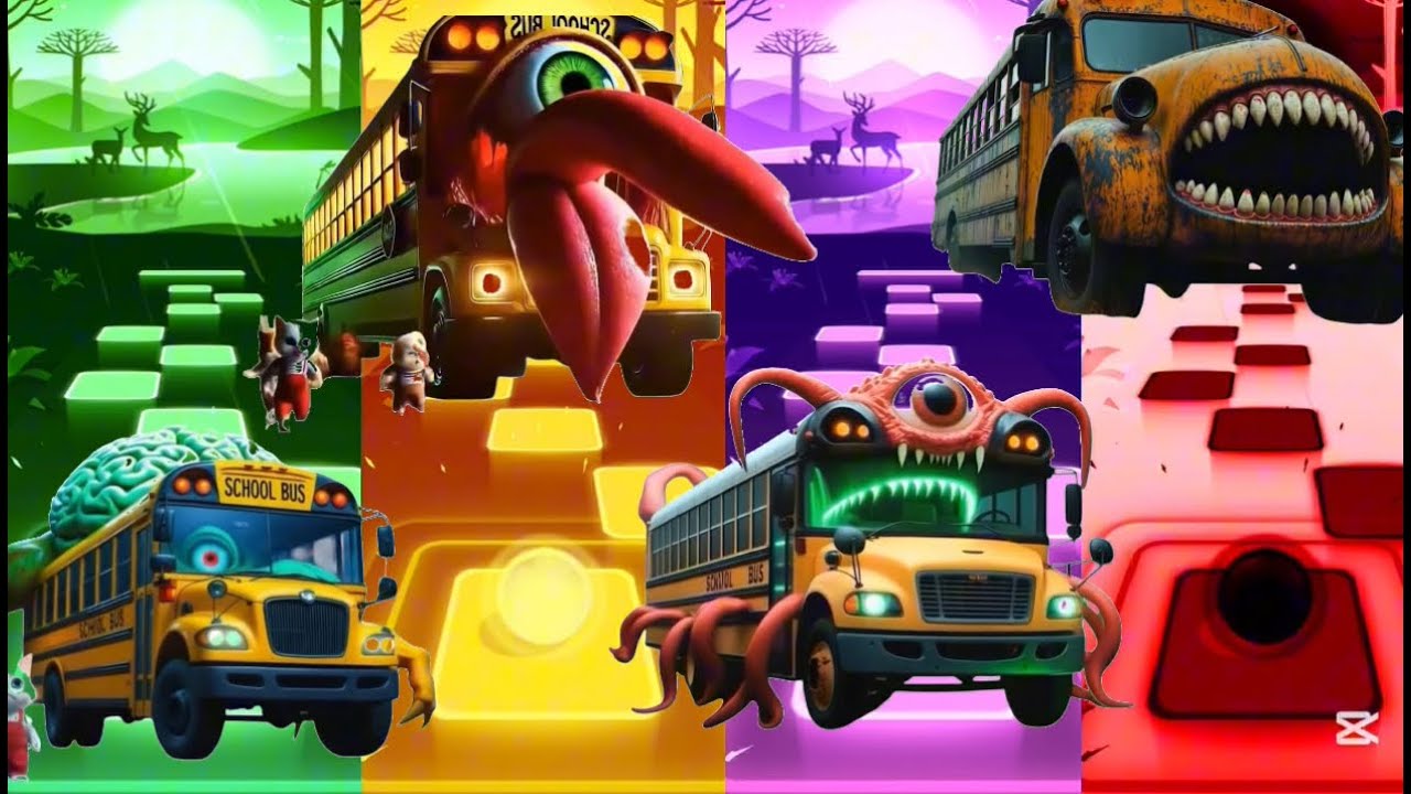 Tiles Hop-SCHOOL BUS MONSTER VS KITTEN | P3 🆚SCHOOL BUS MONSTER |🆚Coffin Dabce