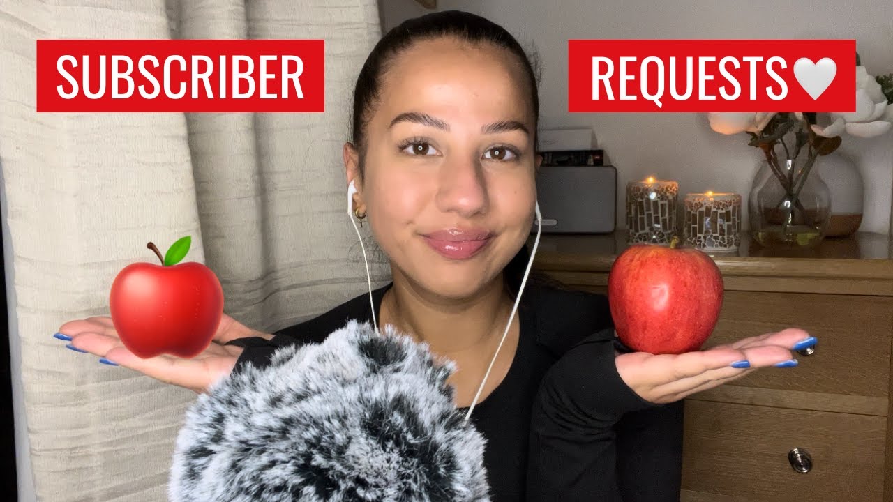ASMR Emoji Challenge - Tapping, Scratching & Eating My Subscriber Emoji Requests 🍭📱🧼🍉👢🎮💄📝 & More