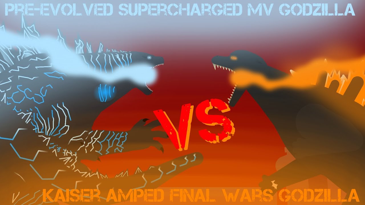 Pre-Evolved Supercharged Godzilla VS Kaiser Amped Final Wars Godzilla (short animation)