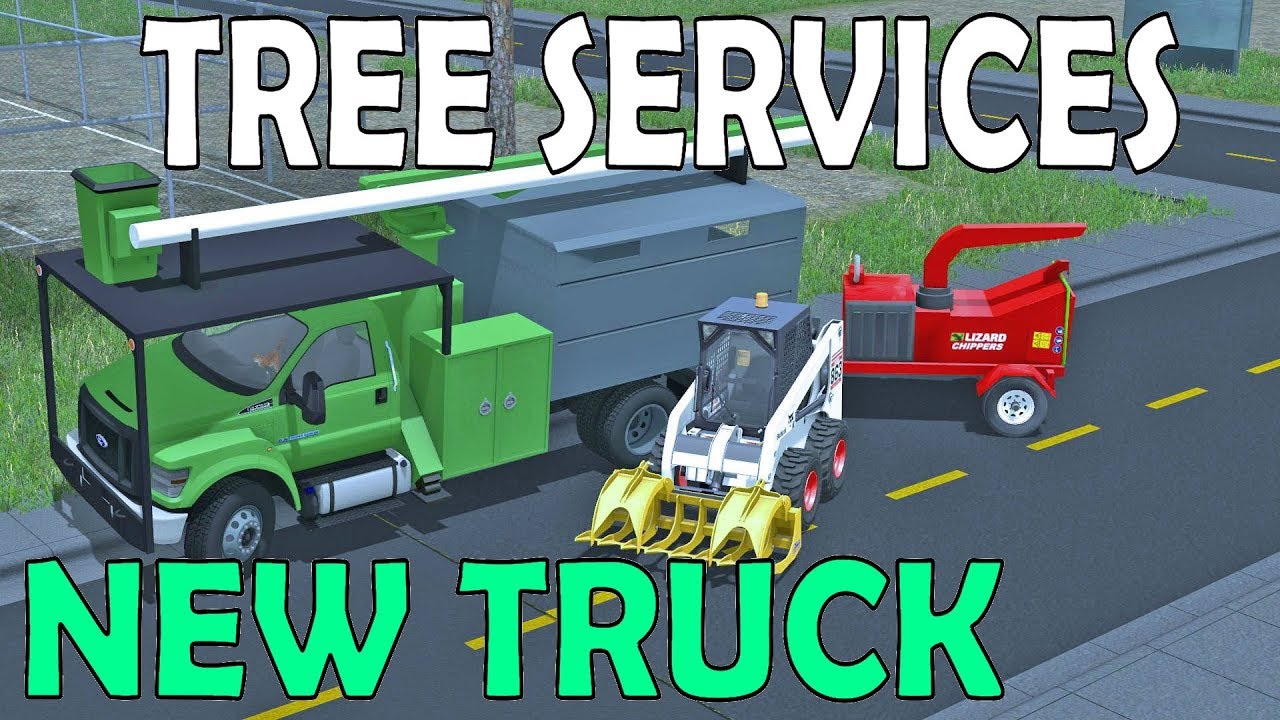 Farming Simulator 17 | New F750 Tree Truck | Tree Services | Wood Chipper | Bobcat | Chevy 3500