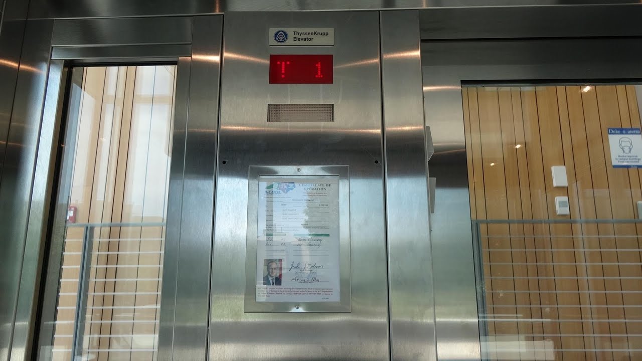 Full-Glass ThyssenKrupp Hydraulic Elevator at Brian Science Building, Duke University in Durham, NC.