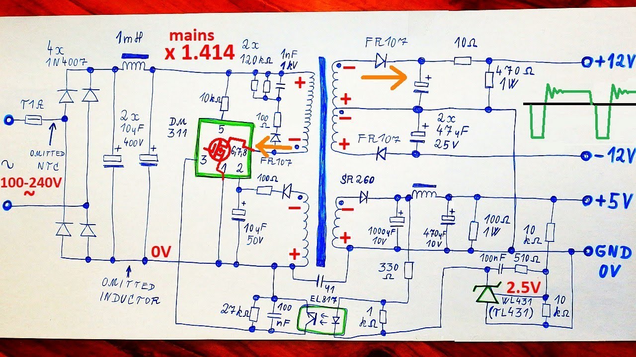 How Does a Switching Power Supply Work 1 (schematic, explanation, example, modifications)