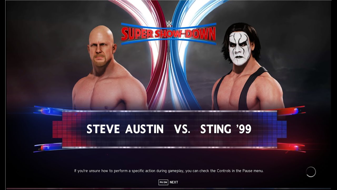 WWE 2k20 Бой между Steve Austin - Sting 99