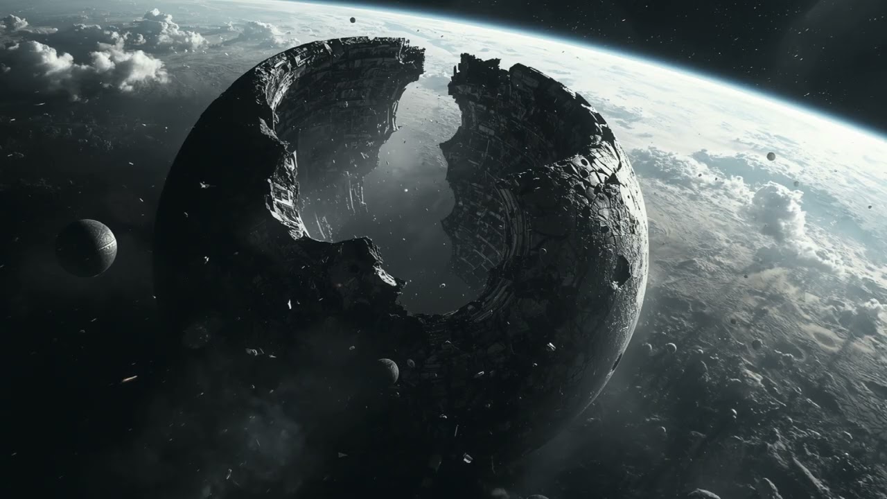 The Shattered Shell of an Artificial Moon 🛰️ 2 Hour Megastructure Failure Soundscape  Hollow Moon A