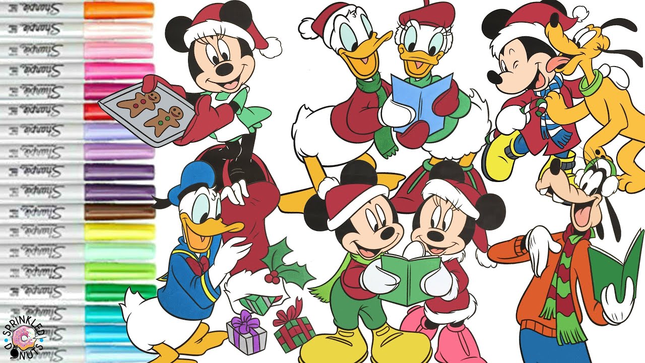 Disney Coloring Book Compilation Christmas Minnie Mouse Mickey Mouse Goofy Pluto Donald Daisy Duck