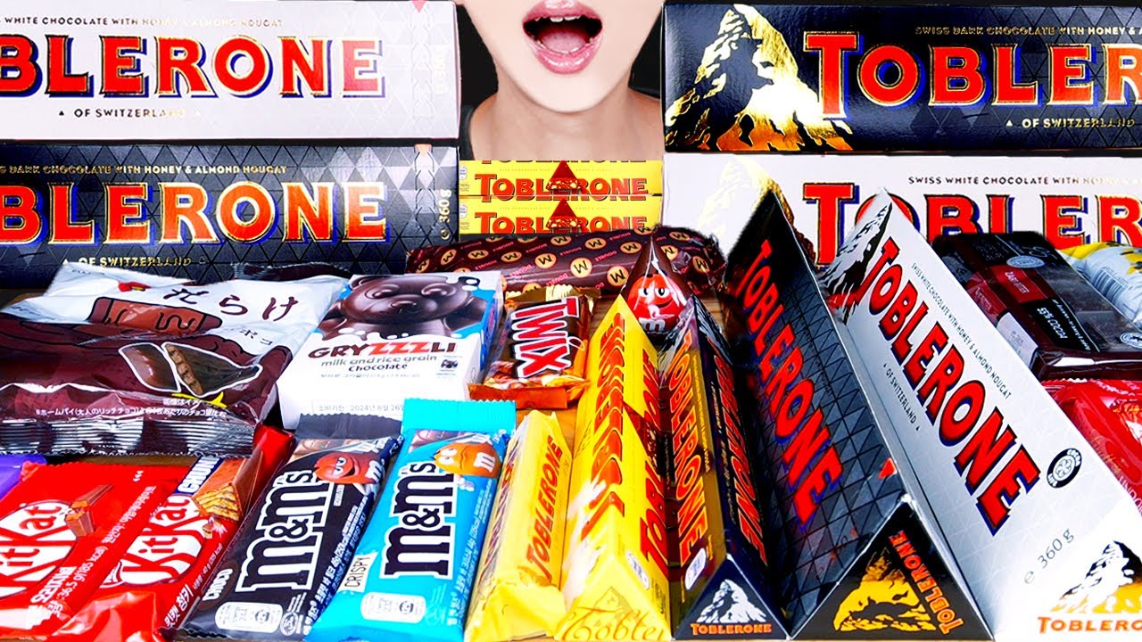 ASMR GIANT TOBLERONE KITKAT MAGNUM CHOCOLATE ICE CREAM TWIX NUTELLA DESSERT MUKBANG 먹방 EATING SOUNDS