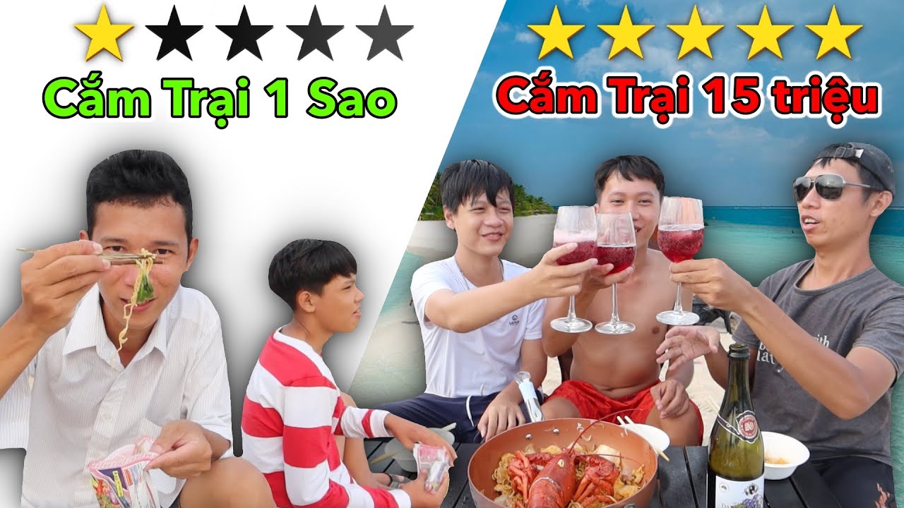 Thử Th&aacute;ch Cắm Trại B&atilde;i Biển 1 Sao vs 5 Sao | Cắm Trại 100k vs Cắm Trại 15 Triệu