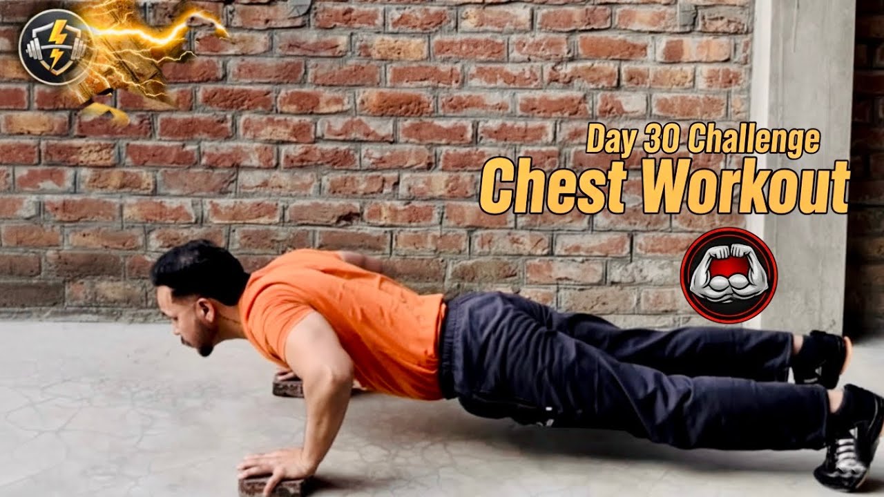 Day 30/30 Fitness Challenge | Chest Workout At Home | Top 4 Chest Exercises At Home | #viral #gym 