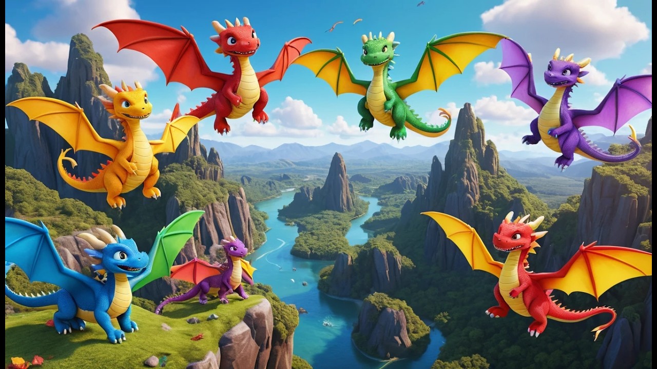 Five Little Dragons Flap Flap Flap | Magical Fantasy Song & Nursery Rhymes