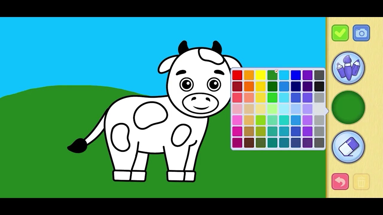 🎨🐮 Meet our happy cow enjoying the green grass and blue sky! 🌿☁️