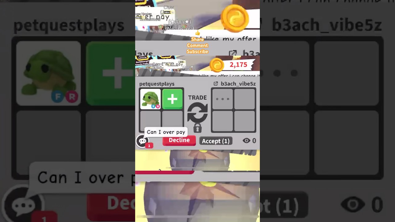 Huge overpay for fly ride turtle in adopt me?? W/f/l? #adoptme#robloxfyp#petquestplays
