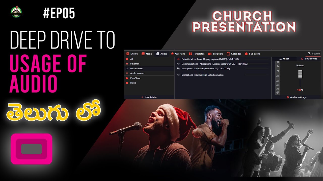🎯Usage of Audio in FreeShow Tutorial - 5 || Church Presentations || Telugu