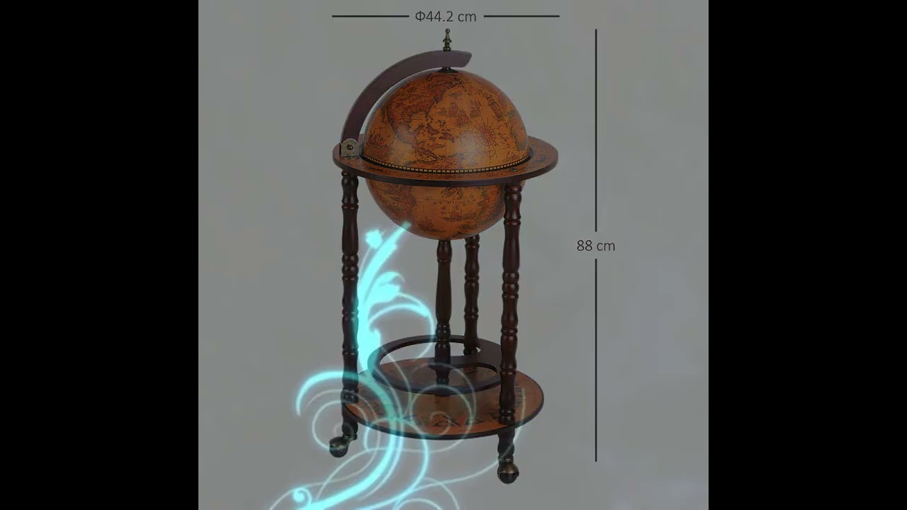 HOMCOM Globe Shaped Retro Style Mini Bar Drink Cabinet Movable Wine Alcohol Beverage Storage Trol...
