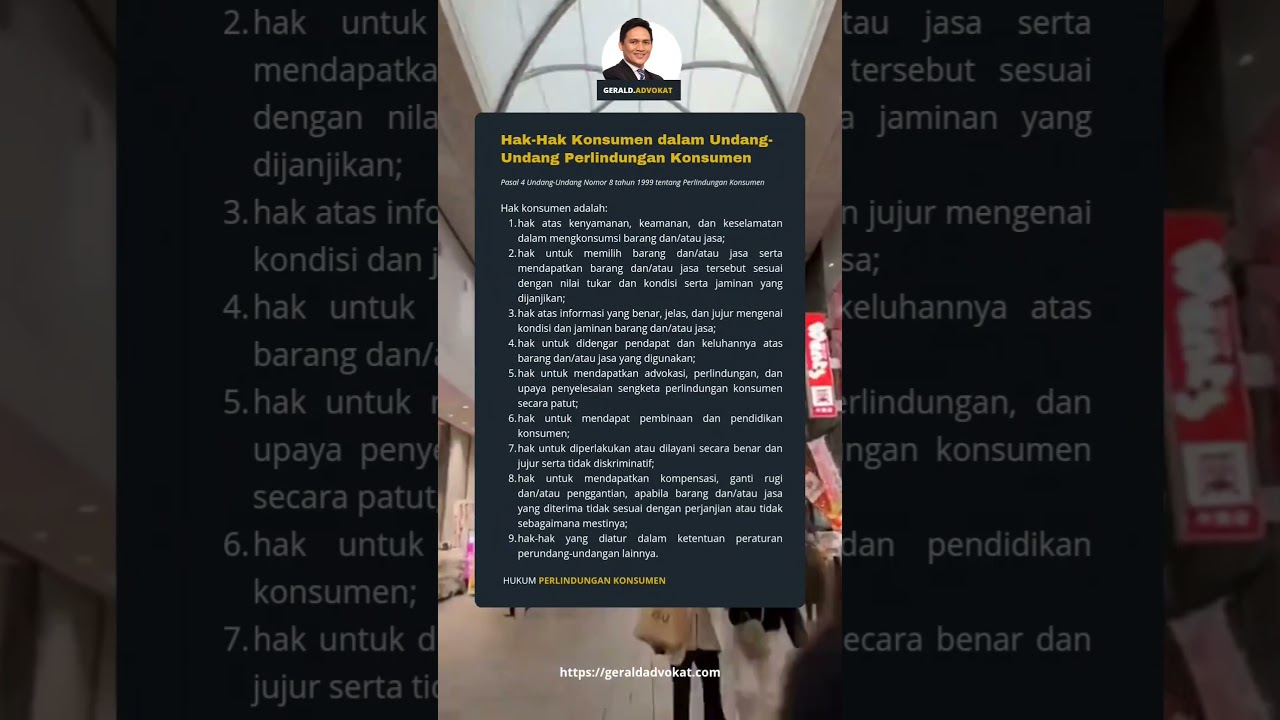 Hak-Hak Konsumen dalam Undang-Undang Perlindungan Konsumen #hukum #lawyer #pengacara