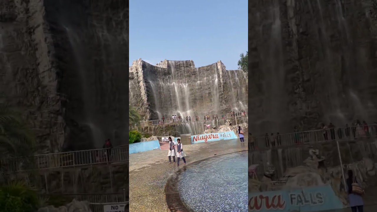 Waterfall at Queensland chennai #waterfall #amusementpark #queensland