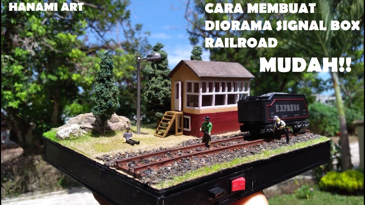 Cara Membuat Diorama Rel Kereta Api / How To Make Diorama Signal Box and Railroad Tracks