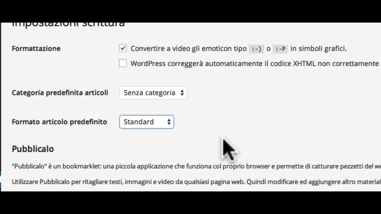 9 # Wordpress | Come settare le fondamentali impostazioni di SCRITTURA di wordpress