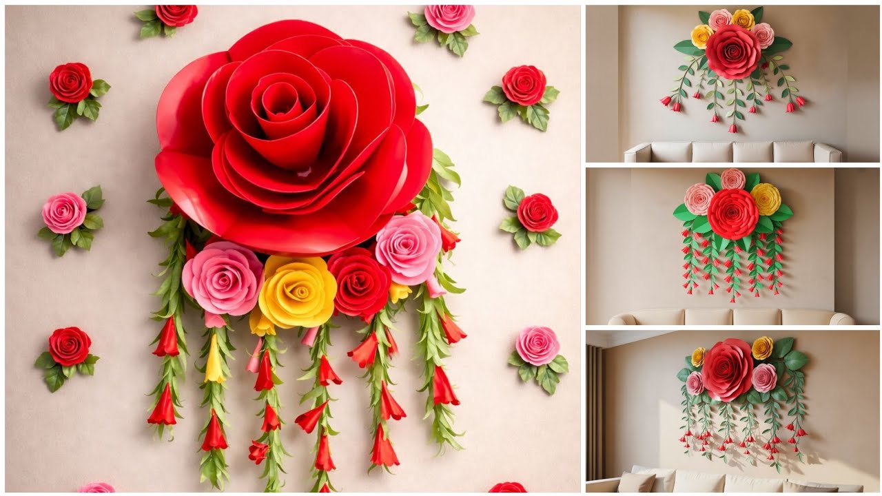 Rose Wall Hanging Craft - Wall decorcraft idea