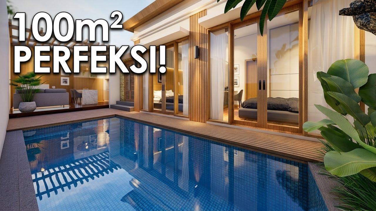 small house design 100sqm | Design Villa Bali Tropis  8x12.5m 100 m2 | 2 Bedroom + swimming Pool