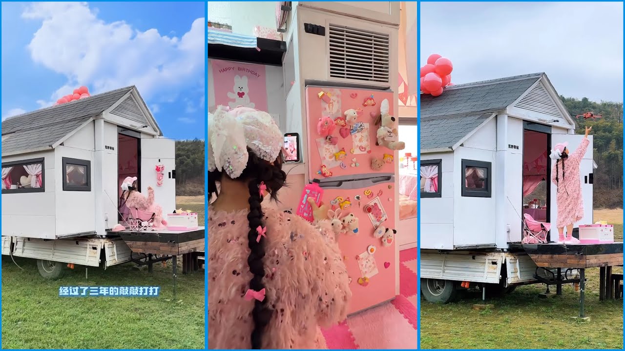 “Solo RV Life🎀| My First Time Living in a Folding House in the Wilderness!”🚘⛺️