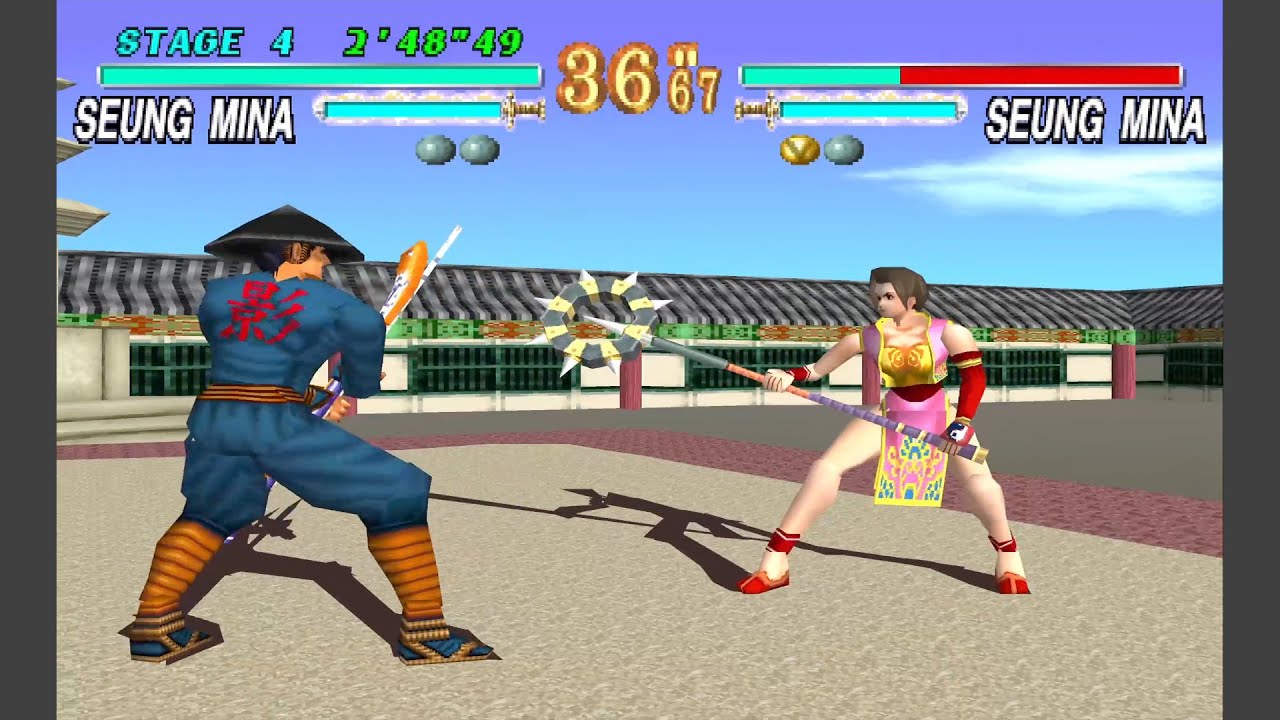 Soul Edge (японская версия) [PS1] - игра за Теппу-Хэя (неиспользуемый персонаж) + демонстрации