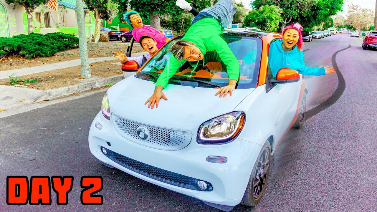 LAST TO LEAVE THE SMART CAR KEEPS IT!! (CHALLENGE)
