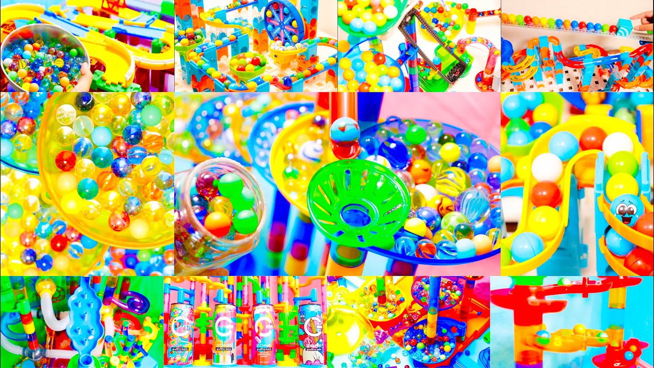 Marble Run Race ASMR  Dual Electric Elevator & Ferris Wheel GOOD SOUND♪Jumping Roller Coaster