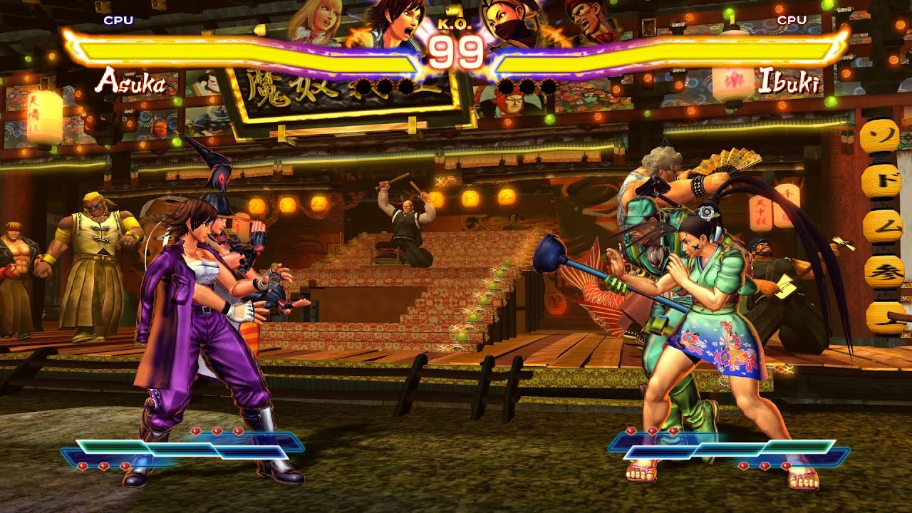Asuka & Lili vs Rolento & Ibuki! Street Fighter X Tekken CPU vs CPU
