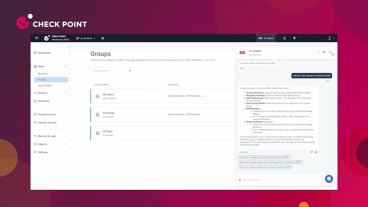 AI Copilot for Harmony SASE