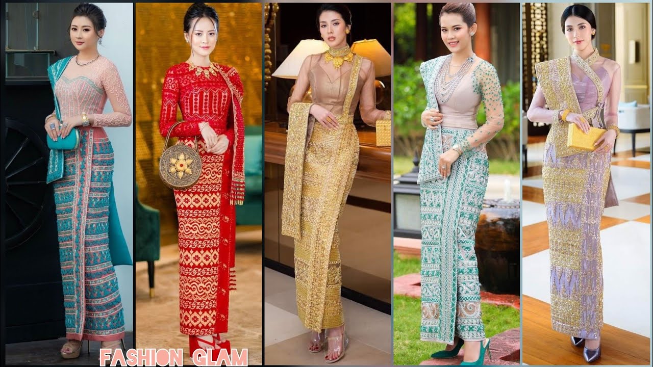 Burmese Classic Functional Outfits For Women's/Myanmar Traditional Combodian Dress