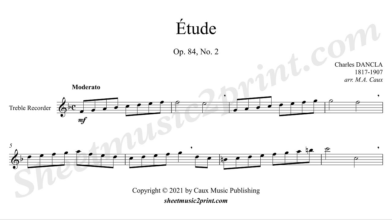 Dancla : Study op. 84, no. 2 - Treble recorder