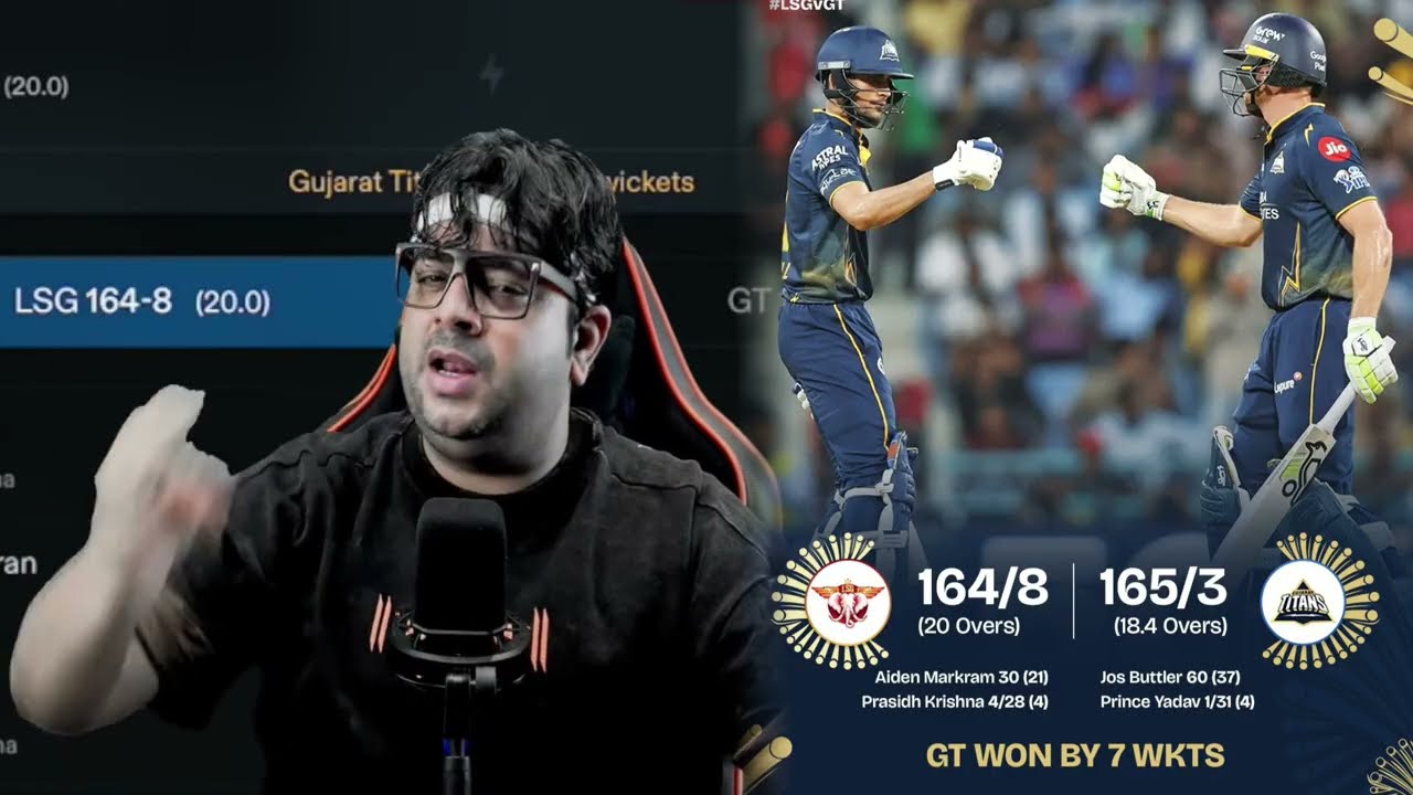 TATA IPL GT 165/3 vs 164/8 LSG GT WON BY 7 WKTS Jos Buttler 37(60)Prasidh Krishna 4(4w)#viral#IPL#GT