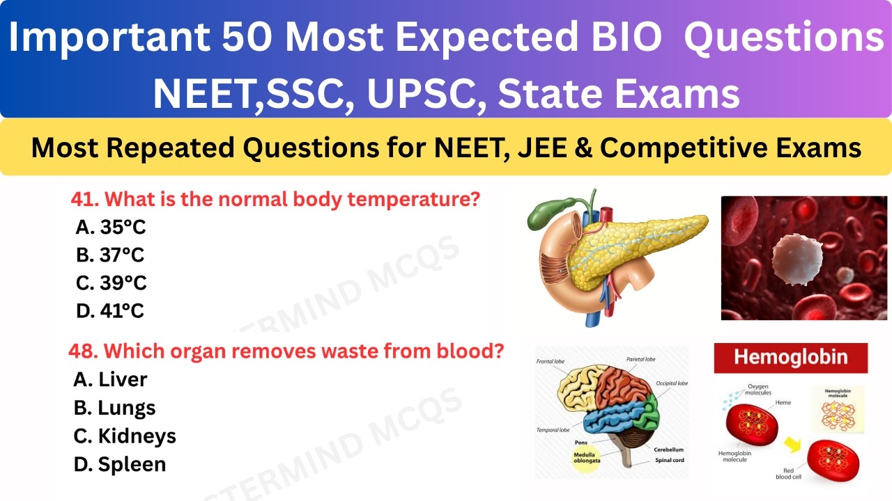 🚨 Топ-50 самых популярных вопросов по биологии и естествознанию (MCQ) для NEET, JEE и конкурсных ...