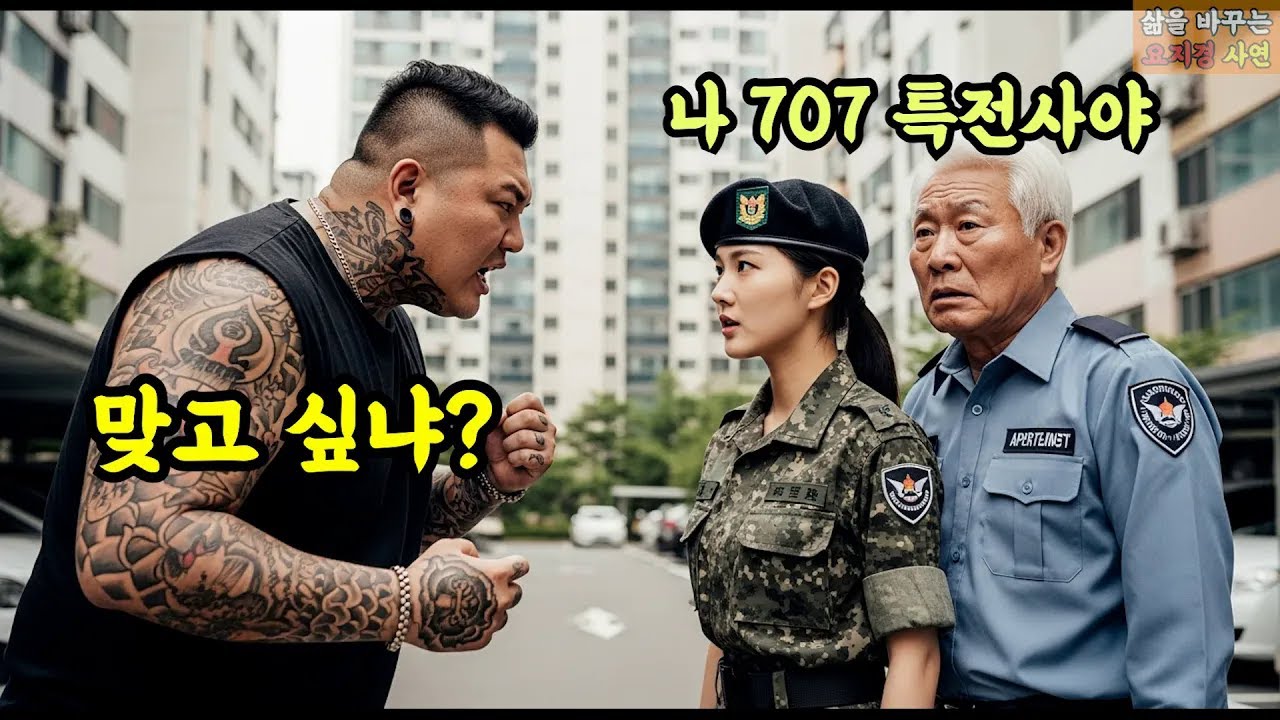 우리 아버지 건들지마 경비원 폭행한 MZ조폭에게 참교육한 707 특전사 여군  조폭의 충격적인 최후